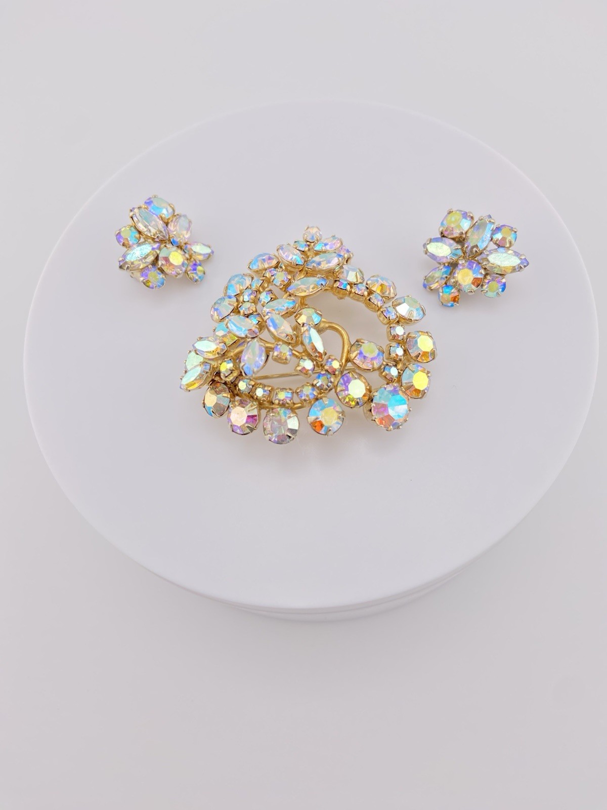 Vintage Signed SHERMAN Brooch & Earrings Set - photo 4