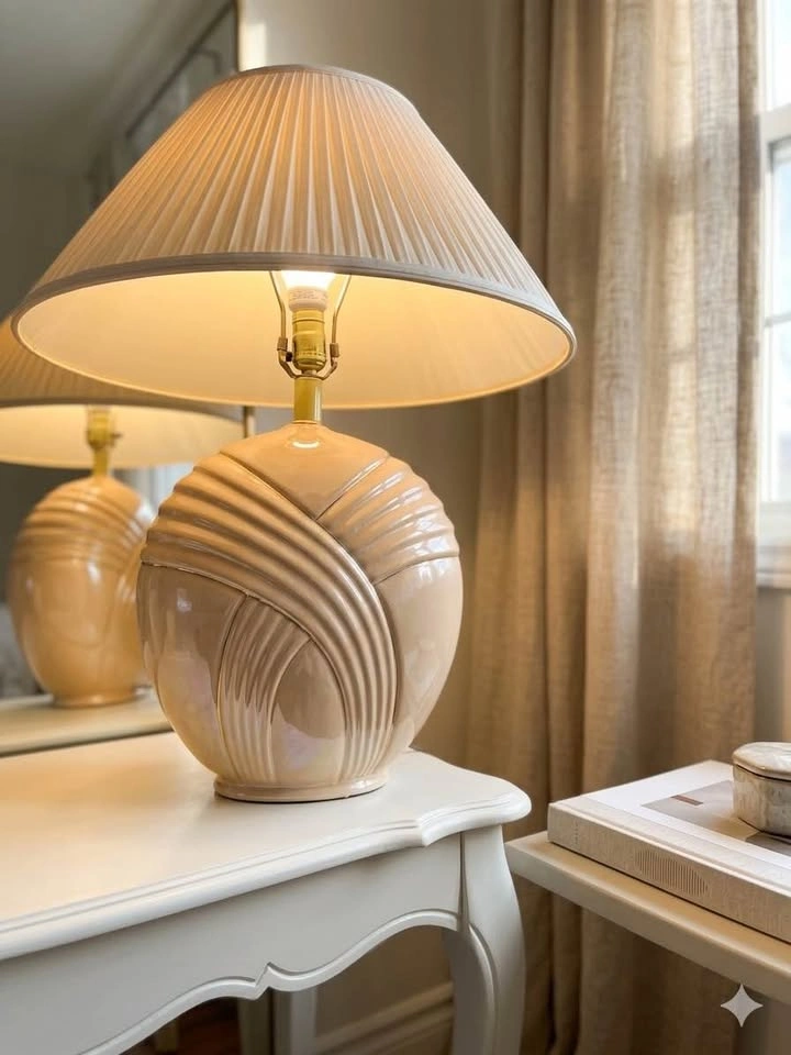 ✨ CREAMY Mid Century Vintage Lamps - Pair - Aesthetic / Boho ✨ - photo 2