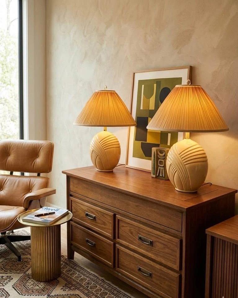 ✨ CREAMY Mid Century Vintage Lamps - Pair - Aesthetic / Boho ✨ - photo 4