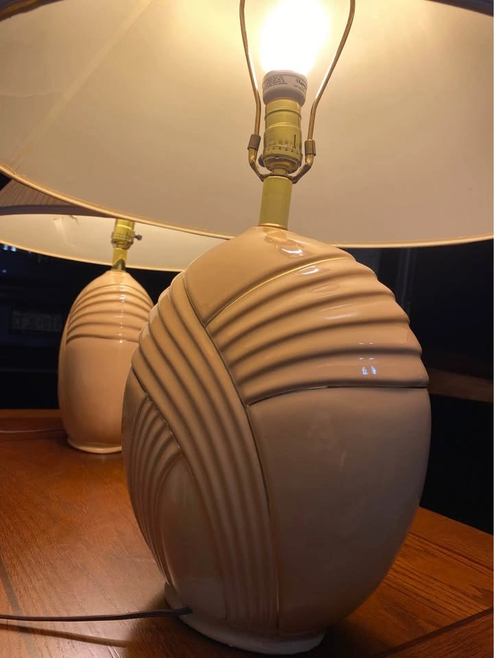 ✨ CREAMY Mid Century Vintage Lamps - Pair - Aesthetic / Boho ✨ - photo 5