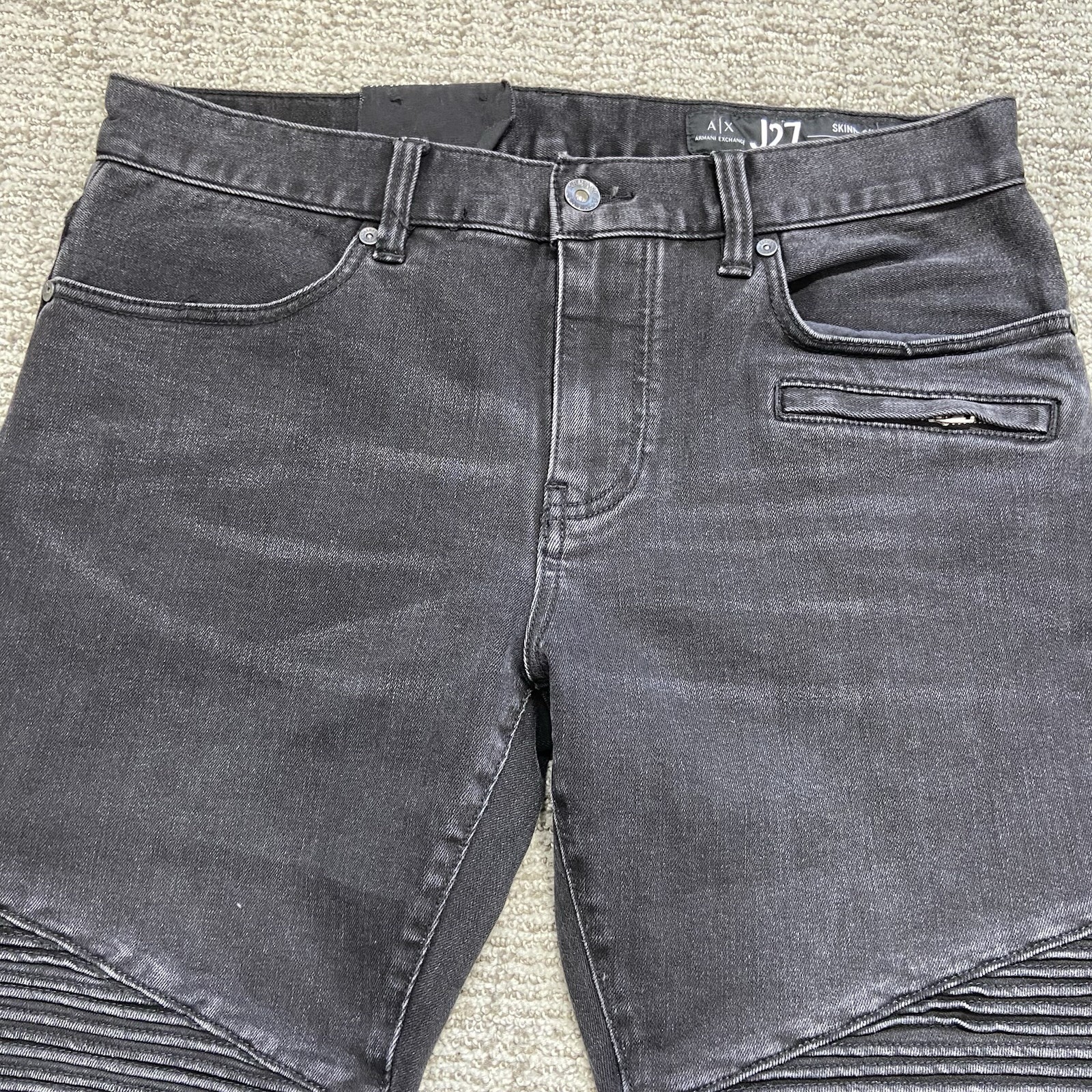 Authentic Armani Exchange Men's Biker Jeans Size 33x28 Black Sli - photo 3