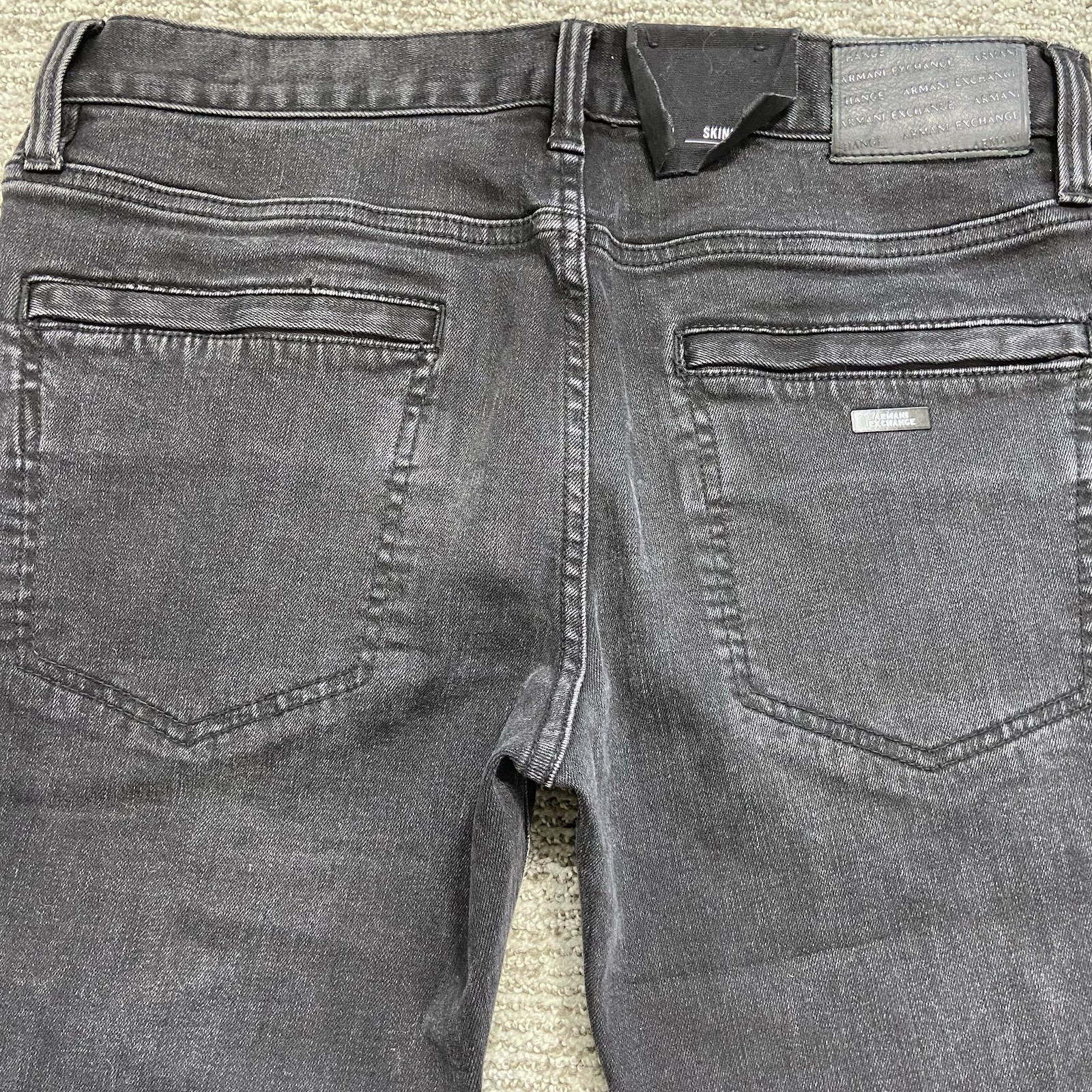 Authentic Armani Exchange Men's Biker Jeans Size 33x28 Black Sli - photo 5