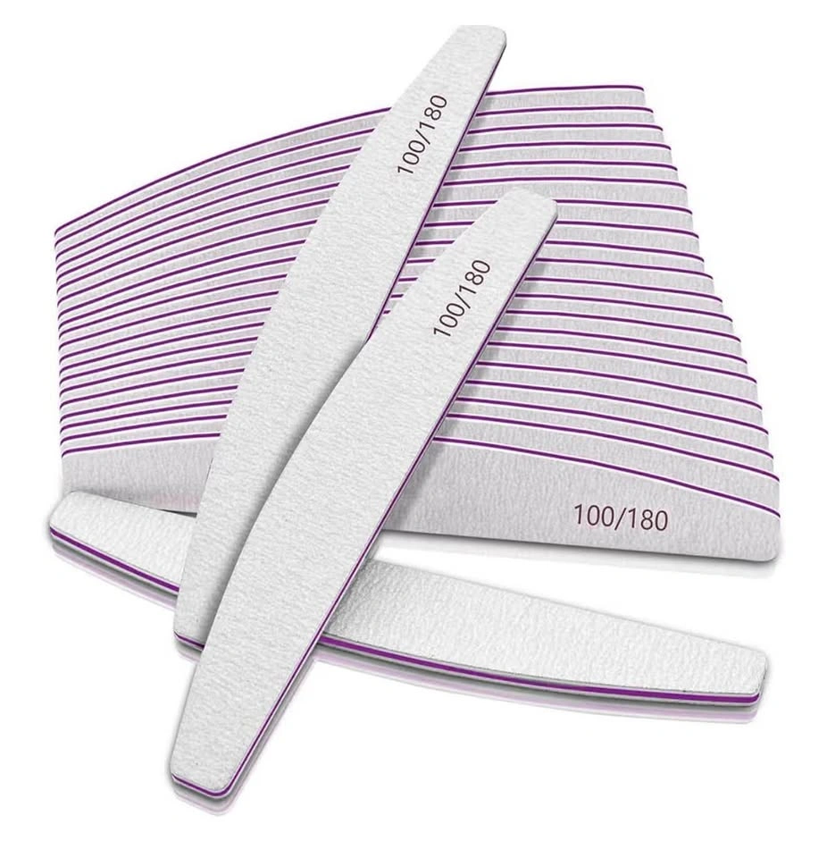 100-Pack Professional Nail Files – 100/180 Grit Double-Sided Eme