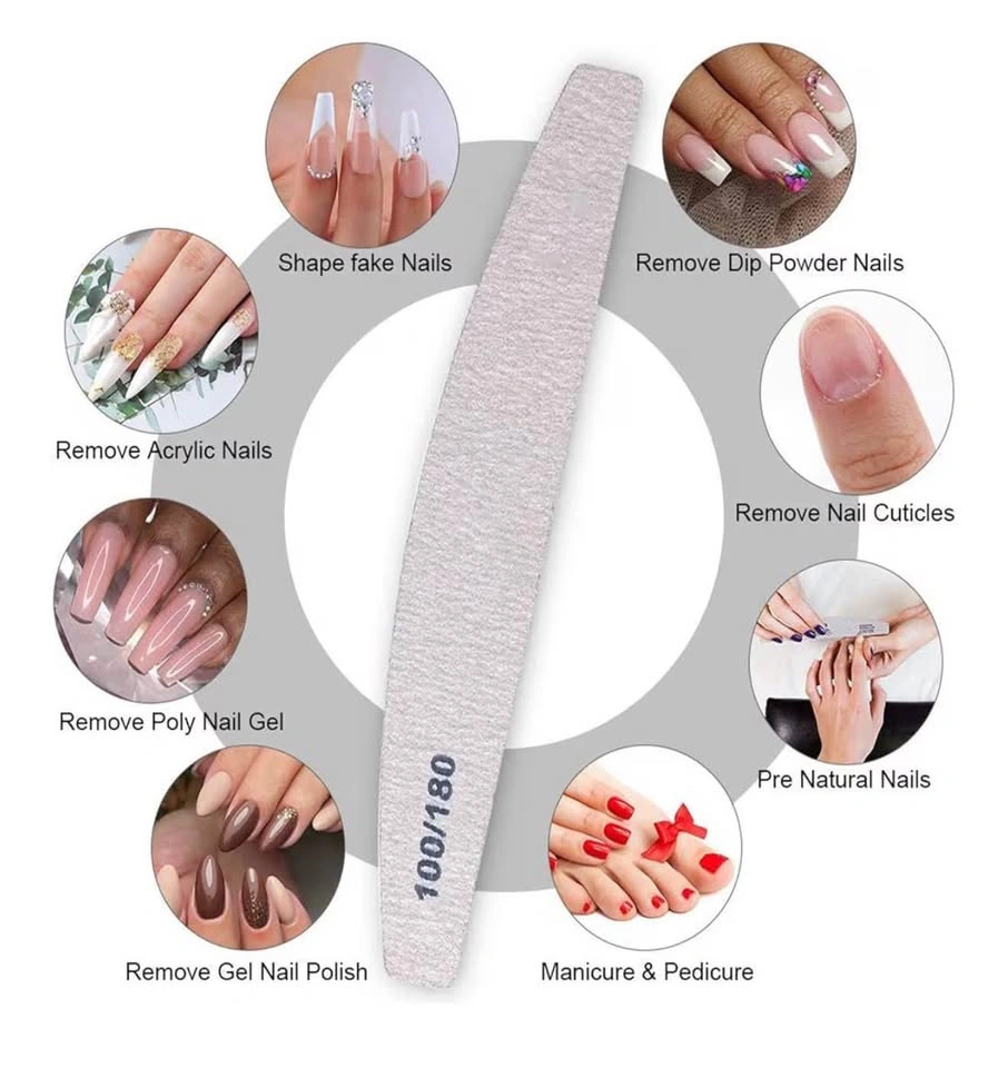 100-Pack Professional Nail Files – 100/180 Grit Double-Sided Eme - photo 5