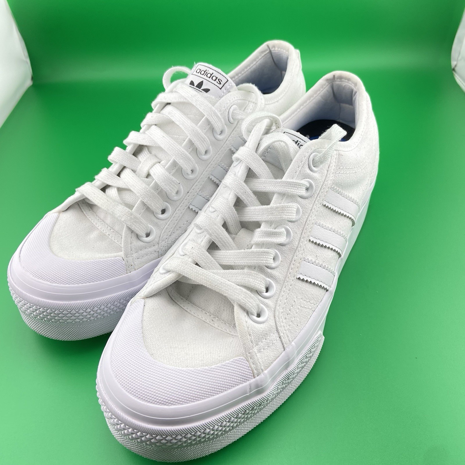 Adidas Nizza Platform Triple White Sneakers - Women's US 10