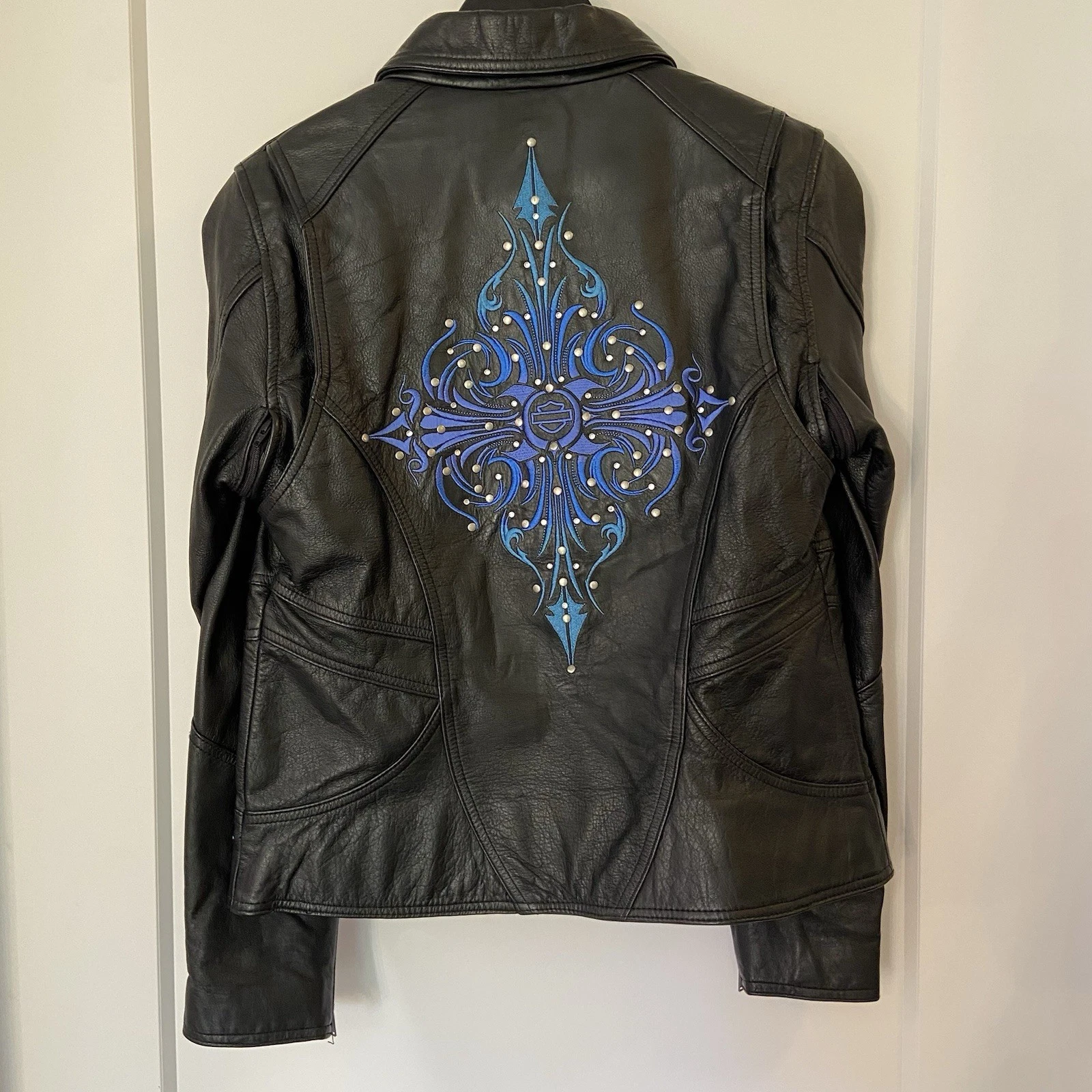 Harley-Davidson Women's Leather Jacket - Size S - Black/Blue