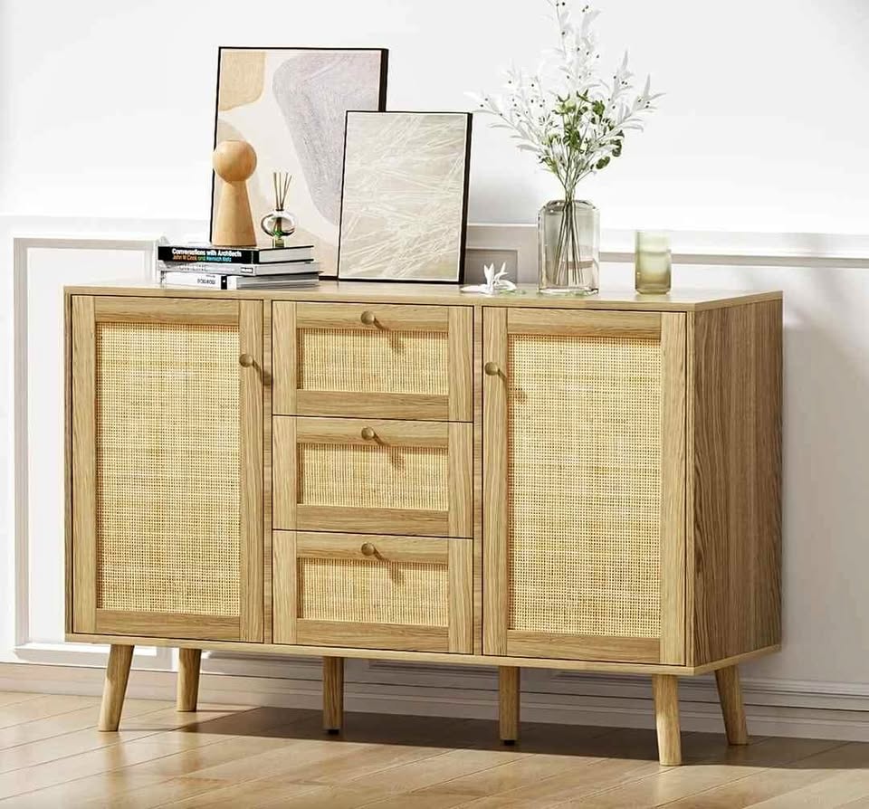 Brand new gorgeous cabinet 3 drawers 2 doors ratattan style