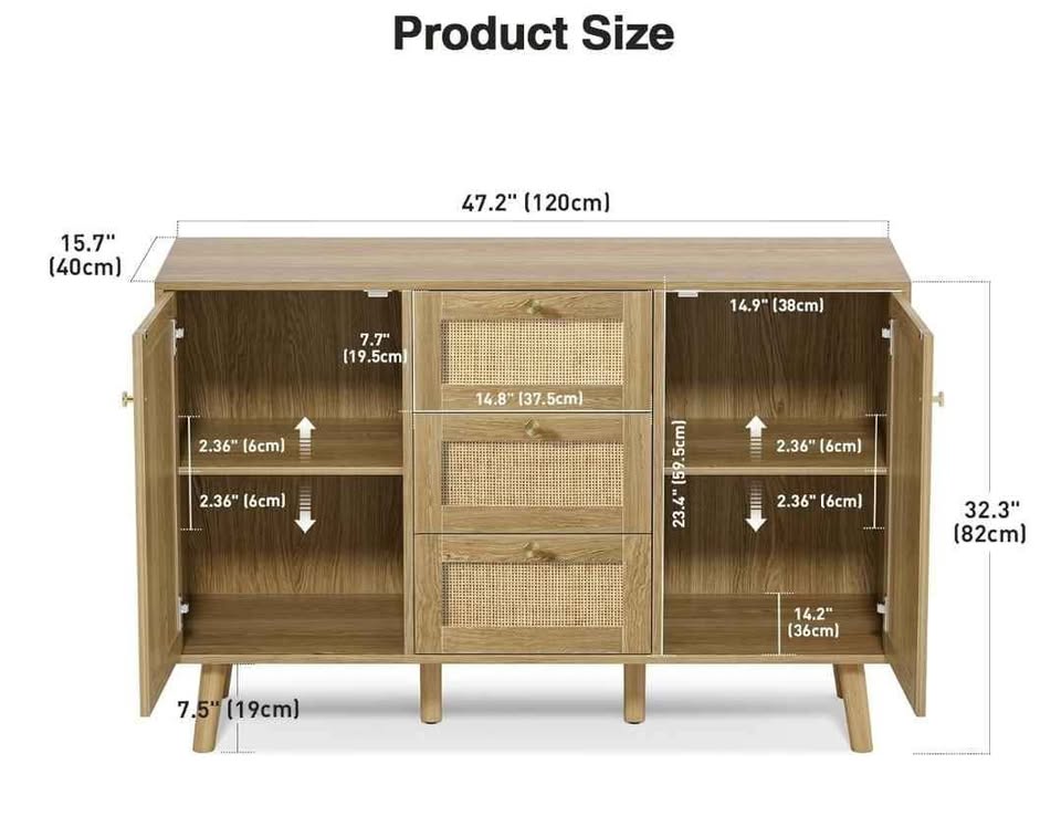 Brand new gorgeous cabinet 3 drawers 2 doors ratattan style - photo 2