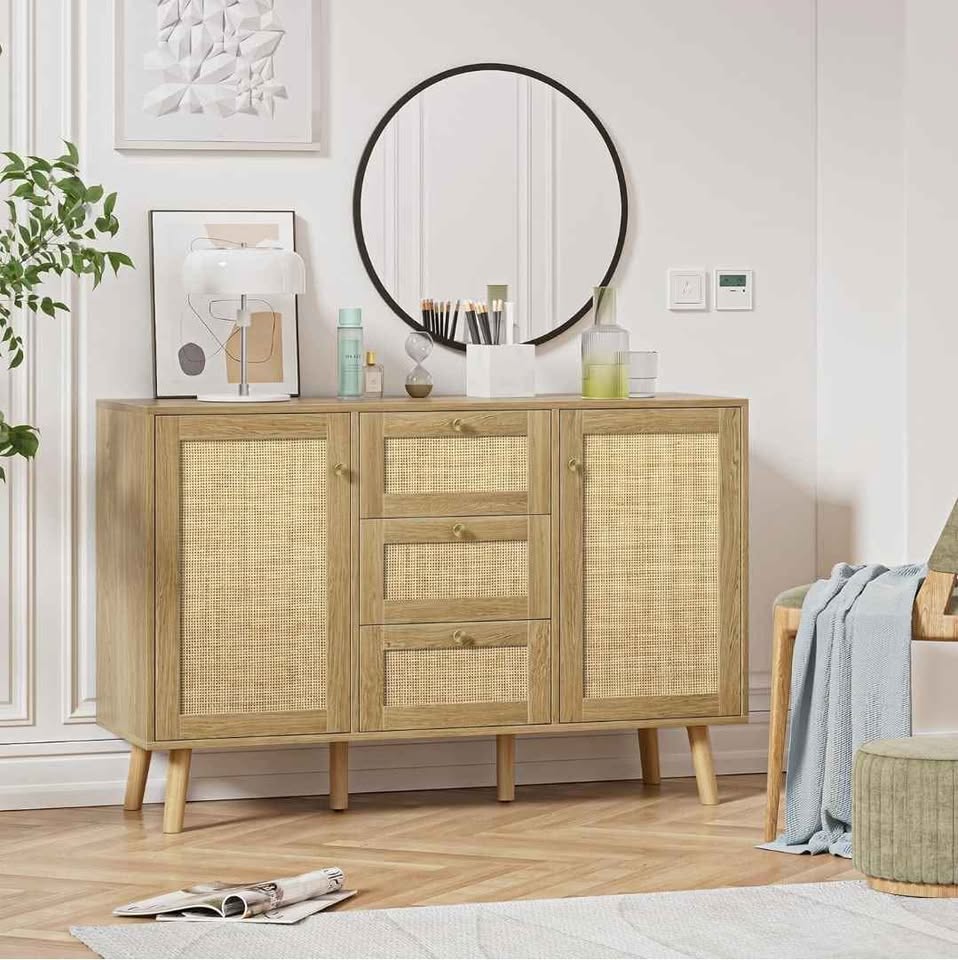 Brand new gorgeous cabinet 3 drawers 2 doors ratattan style - photo 5