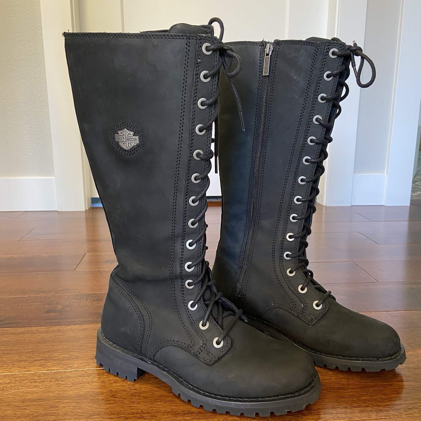 Harley-Davidson Women's Black Leather Lace-Up Riding Boots Size
