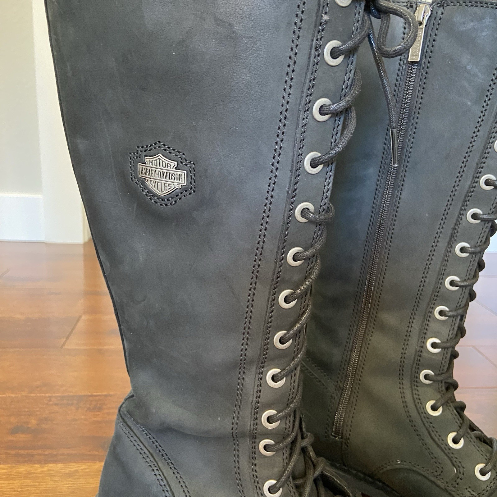 Harley-Davidson Women's Black Leather Lace-Up Riding Boots Size - photo 2