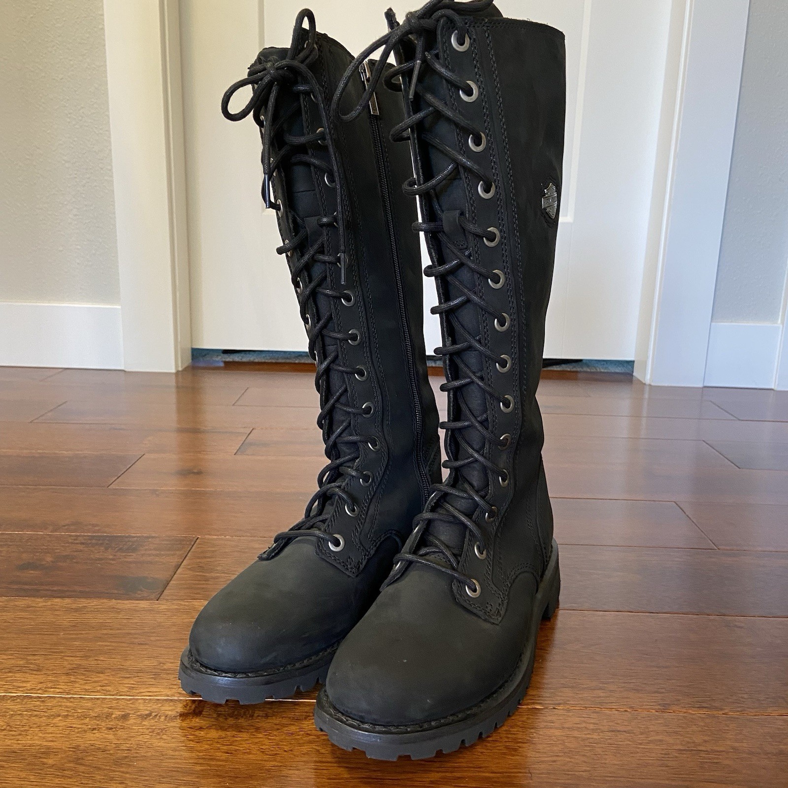 Harley-Davidson Women's Black Leather Lace-Up Riding Boots Size - photo 3