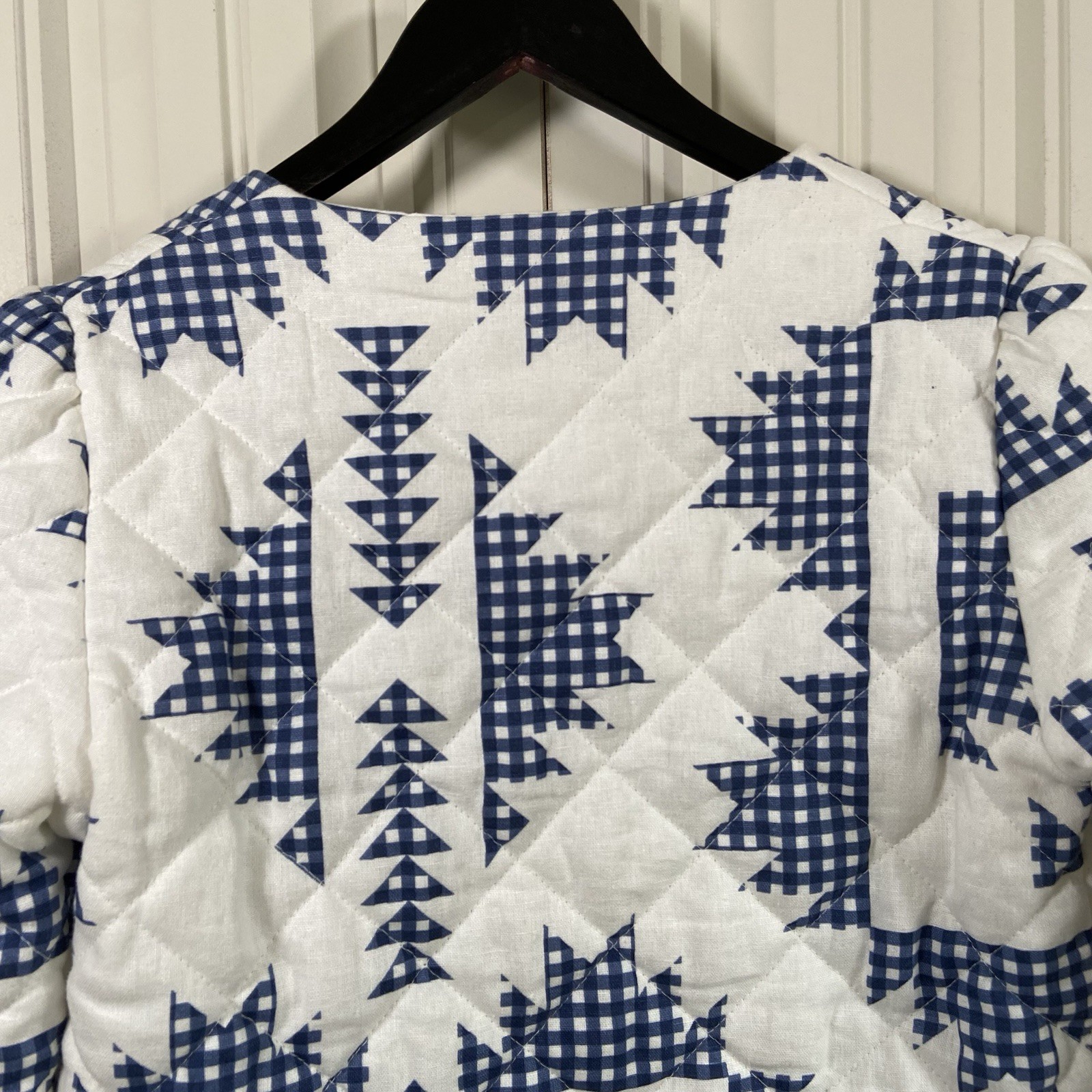 House of Harlow 1960 Quilted Linen Blend Jacket XS Blue White - photo 4