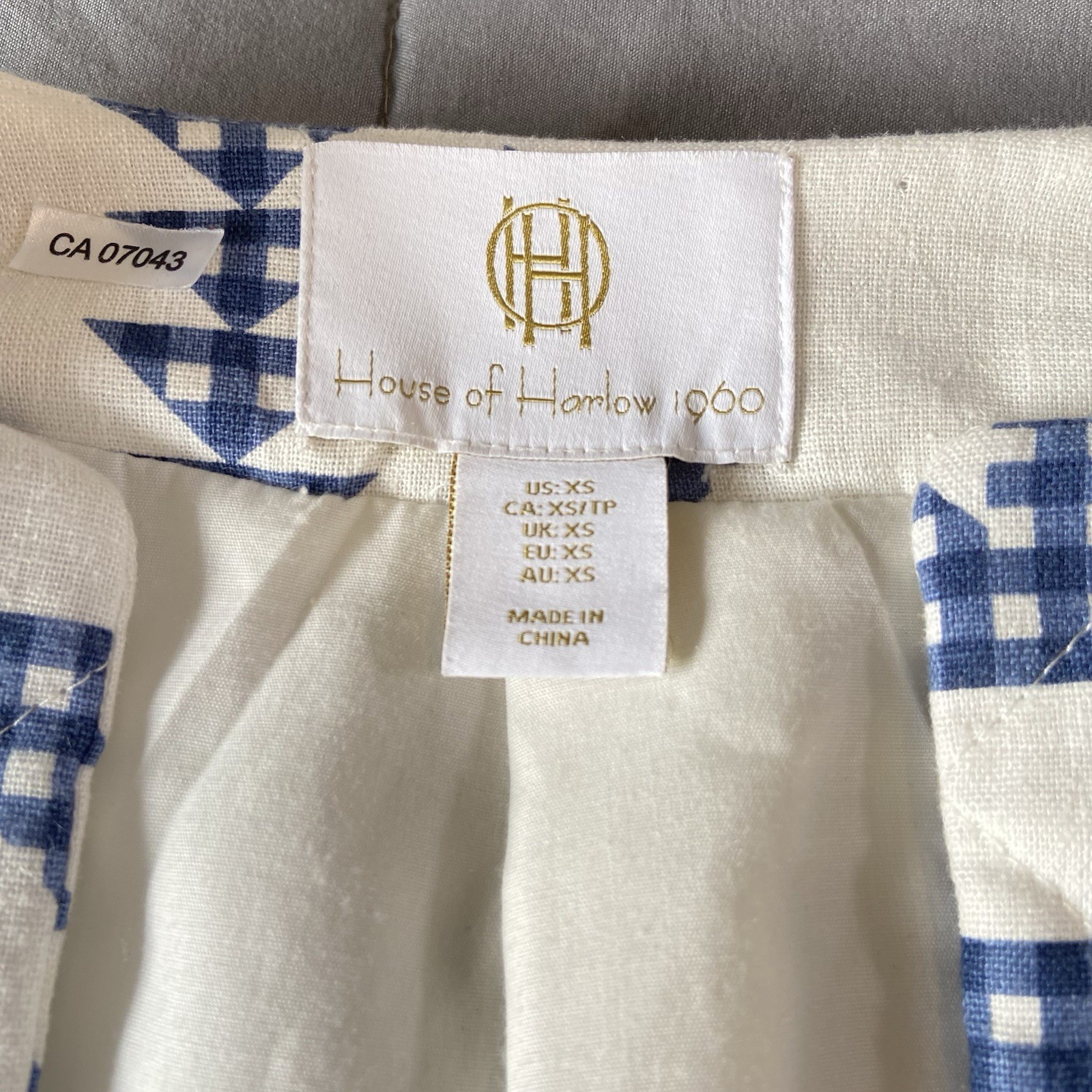 House of Harlow 1960 Quilted Linen Blend Jacket XS Blue White - photo 5