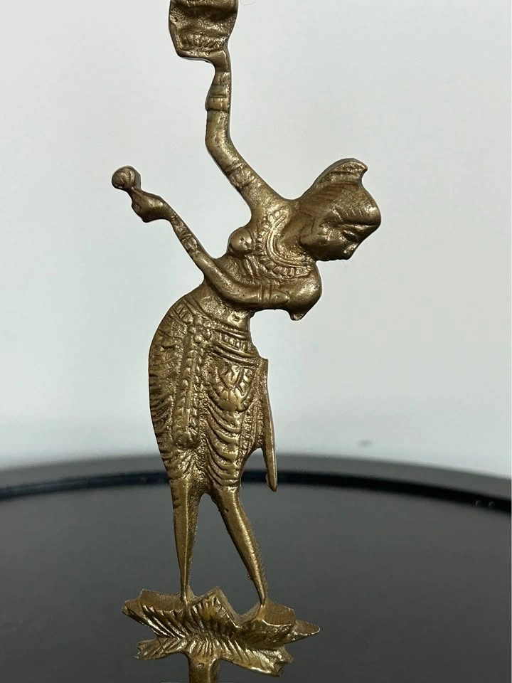 Vintage Brass Indian Apsara Dancer Candlestick - 7.5" - photo 3