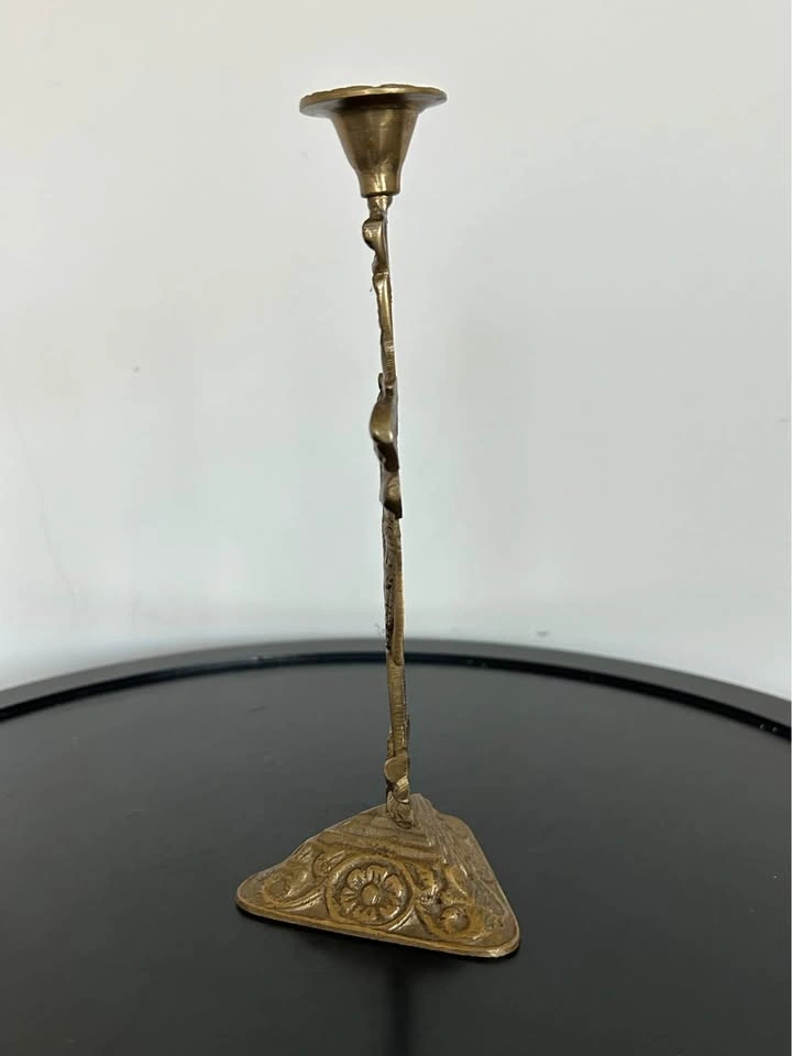 Vintage Brass Indian Apsara Dancer Candlestick - 7.5" - photo 4