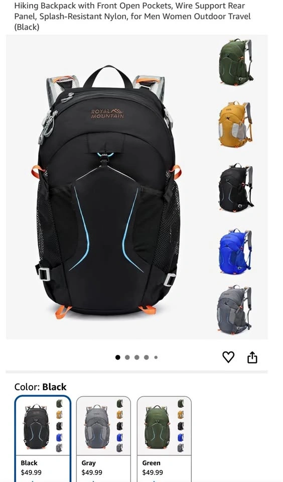 30L Hiking Backpack - Black
