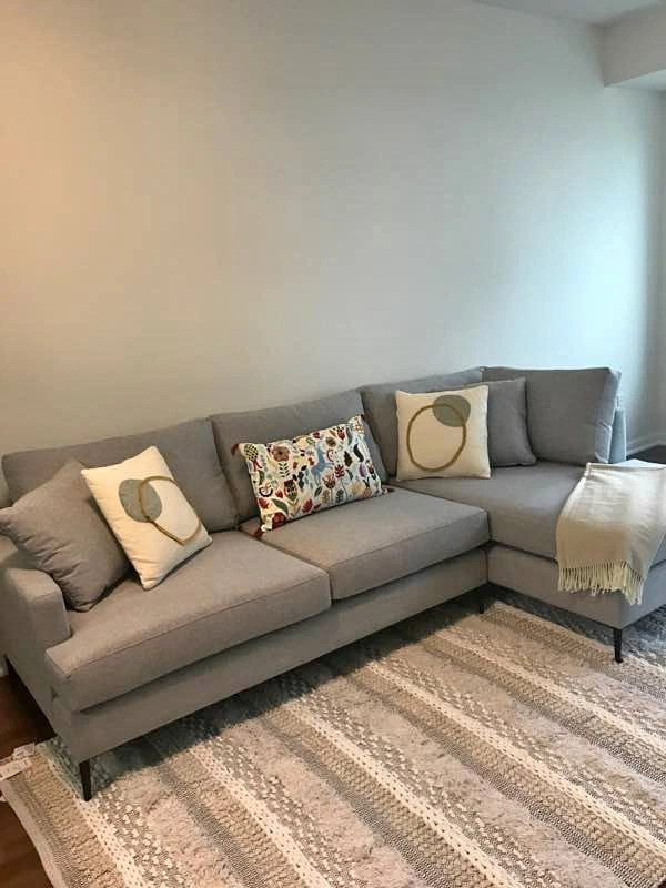 MOVING SALE: High End Grey Upholstered Sectional Sofa