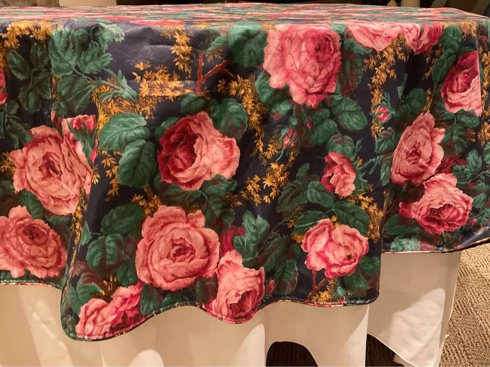 Vintage  Tablecloth 82" Round Floral - photo 2