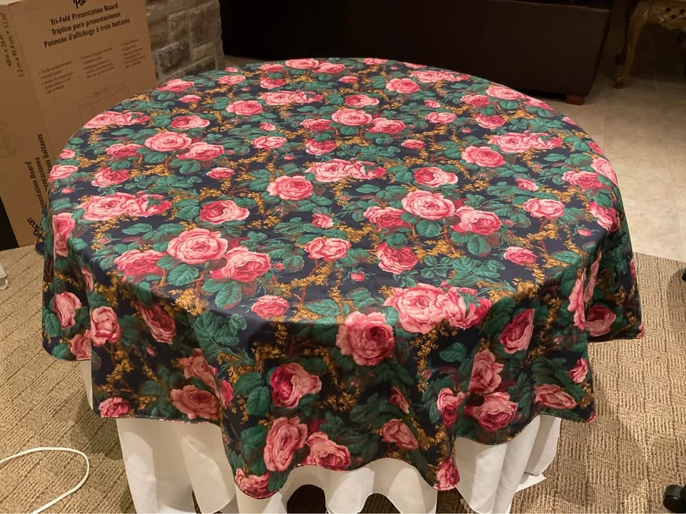 Vintage  Tablecloth 82" Round Floral - photo 4