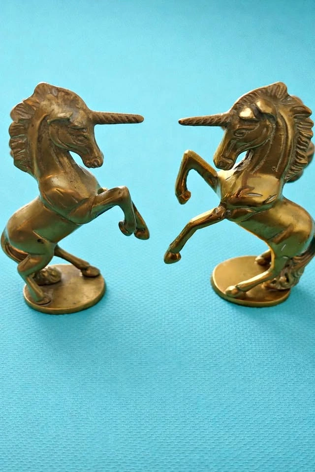 Brass Unicorn Figurines Pair