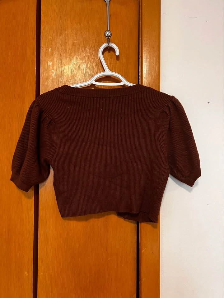 Ardene Chocolate Brown Ribbed Cropped Cardigan - Size S/P - photo 2