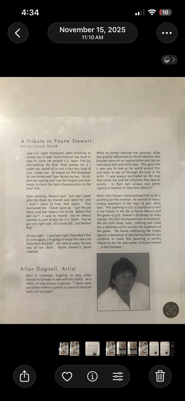 Allan Dagnall Signed Print - Tribute to Payne Stewart - photo 2