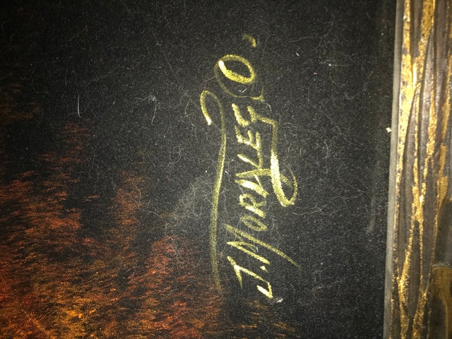 Vintage J. Morales O. Hand Painted Black Velvet Painting - photo 2