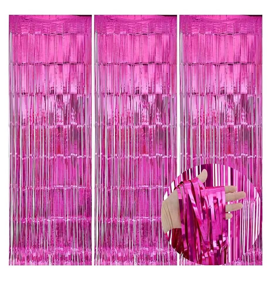 Rose Red Metallic Tinsel Foil Fringe Curtains