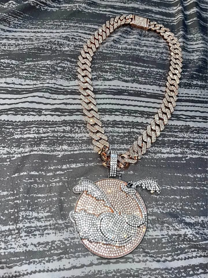 White and Rose Gold Moissanite Diamond Road Runner Pendant with