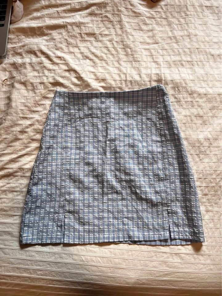 Blue Plaid High-Waisted Mini Skirt - Size Small
