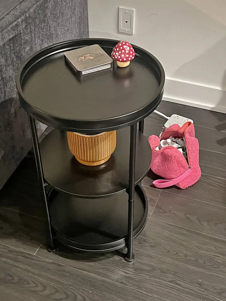 Side table with 3 tiered storage