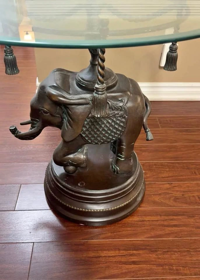 Vintage Coffee Table with Elephant Base