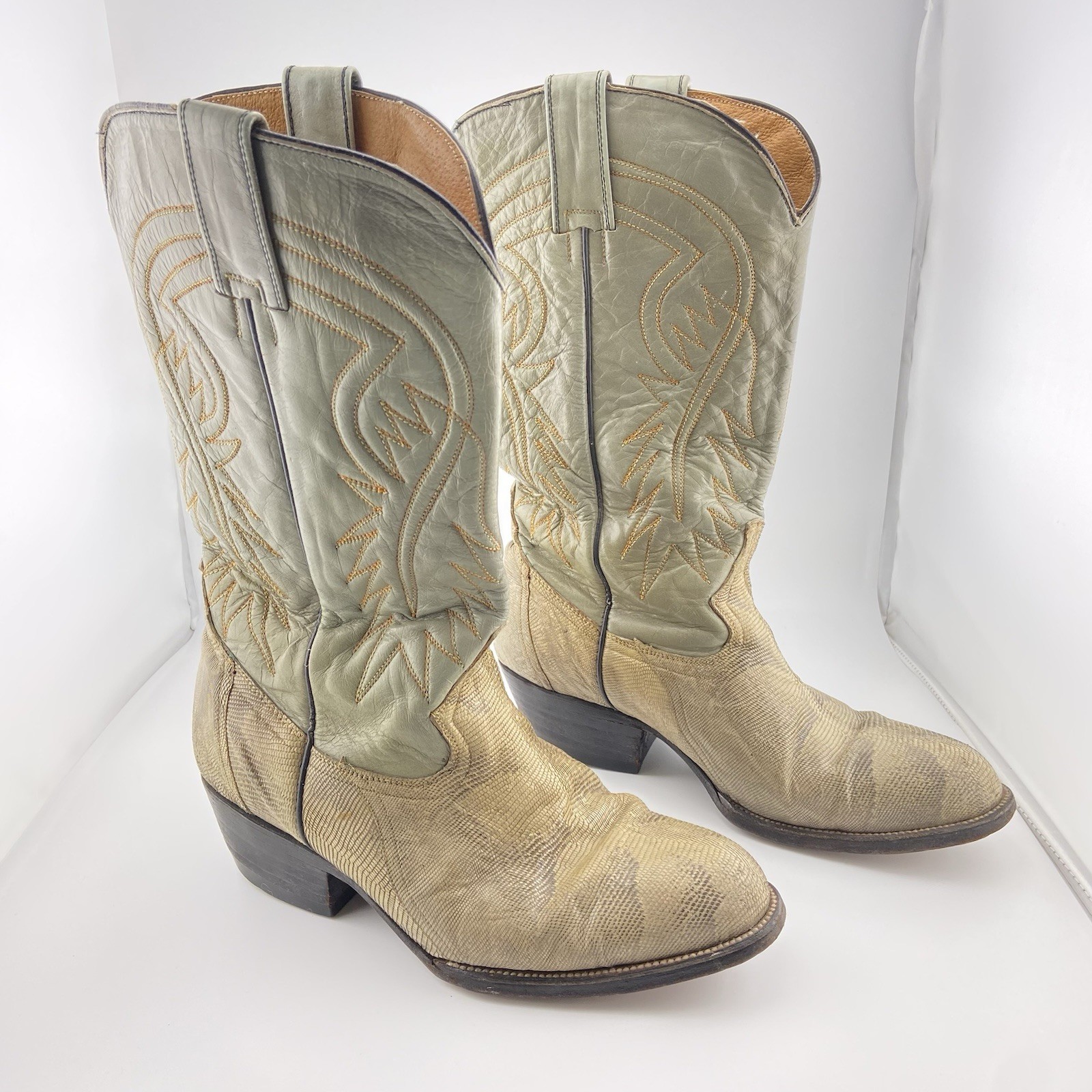Vintage Botas Sonora Lizard Skin Cowboy Boots Mens 7E Wide
