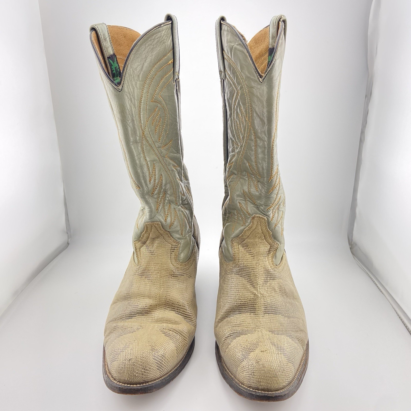 Vintage Botas Sonora Lizard Skin Cowboy Boots Mens 7E Wide - photo 3