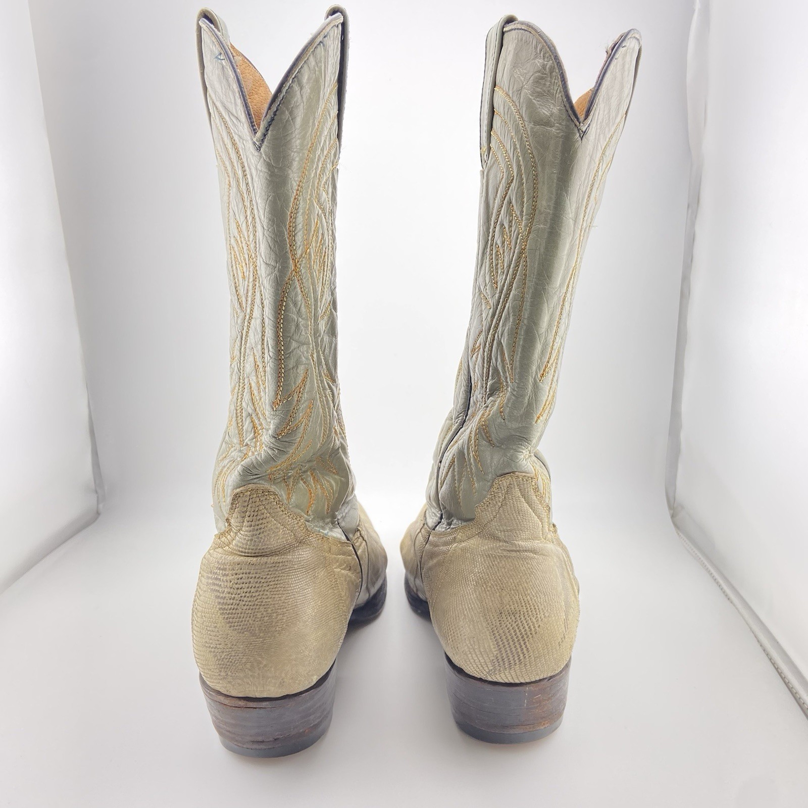 Vintage Botas Sonora Lizard Skin Cowboy Boots Mens 7E Wide - photo 4