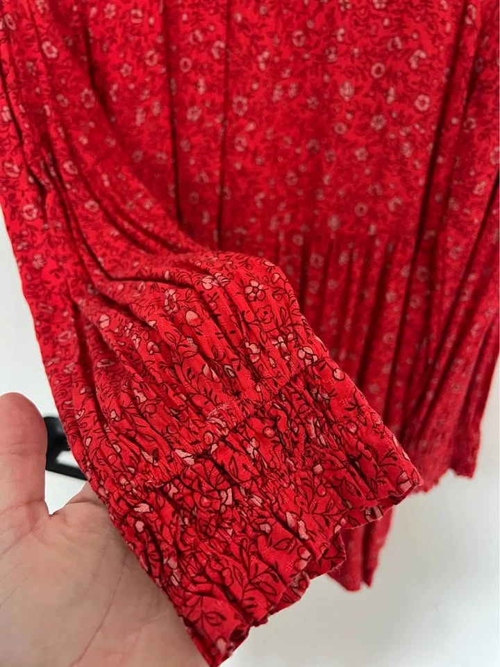 Red floral print dress - medium - photo 2