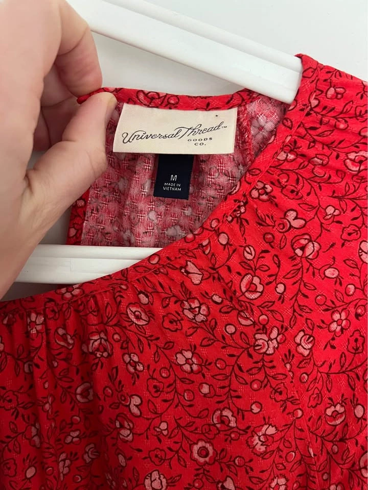 Red floral print dress - medium - photo 3
