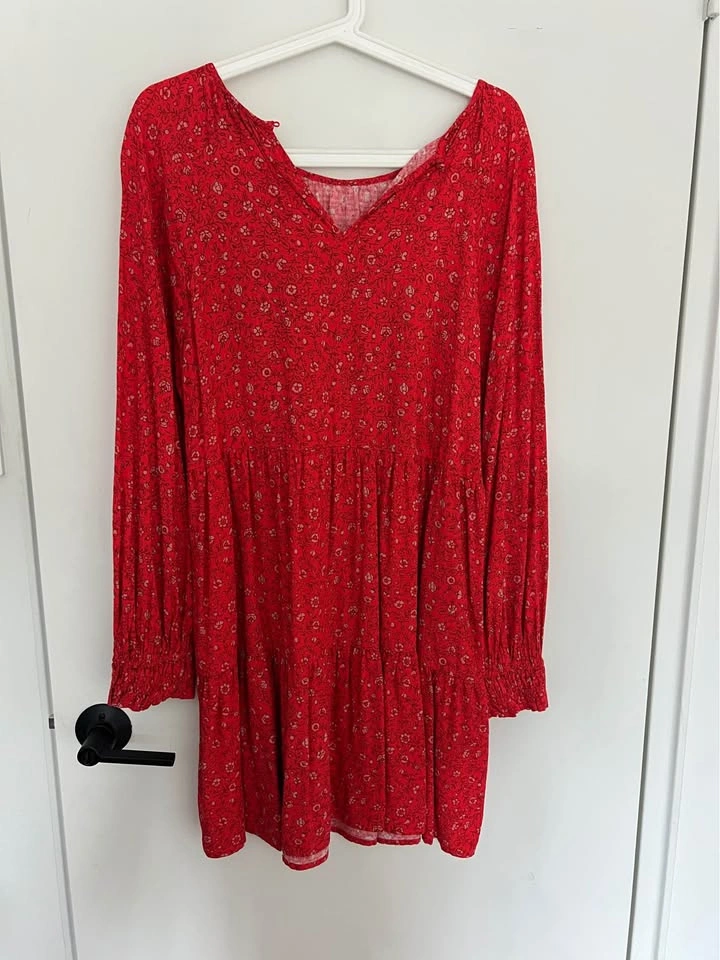 Red floral print dress - medium - photo 5