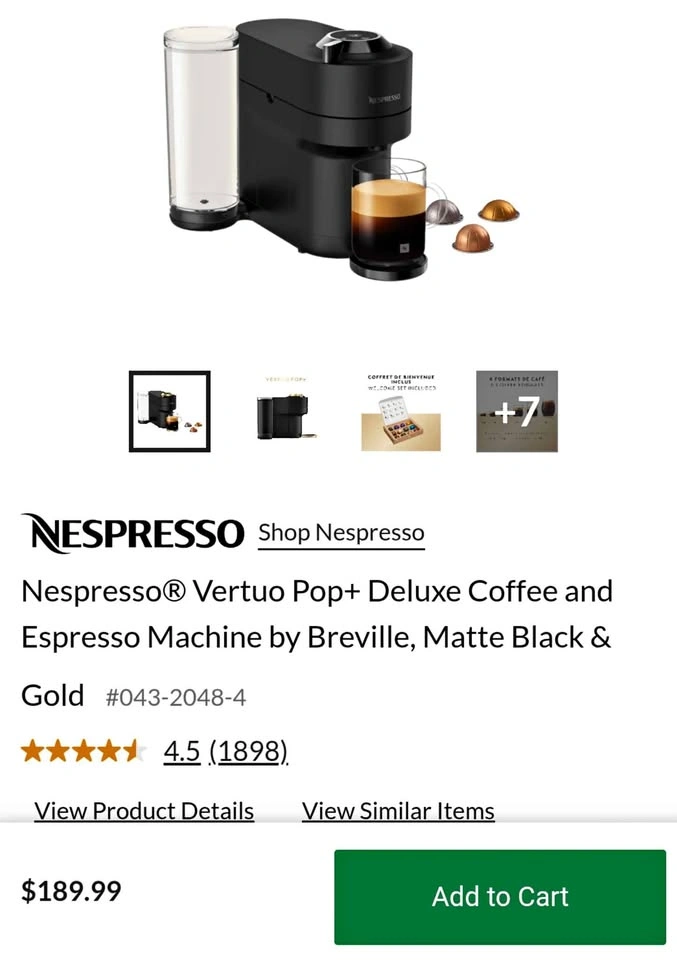 Nespresso Coffee Machine - Open Box