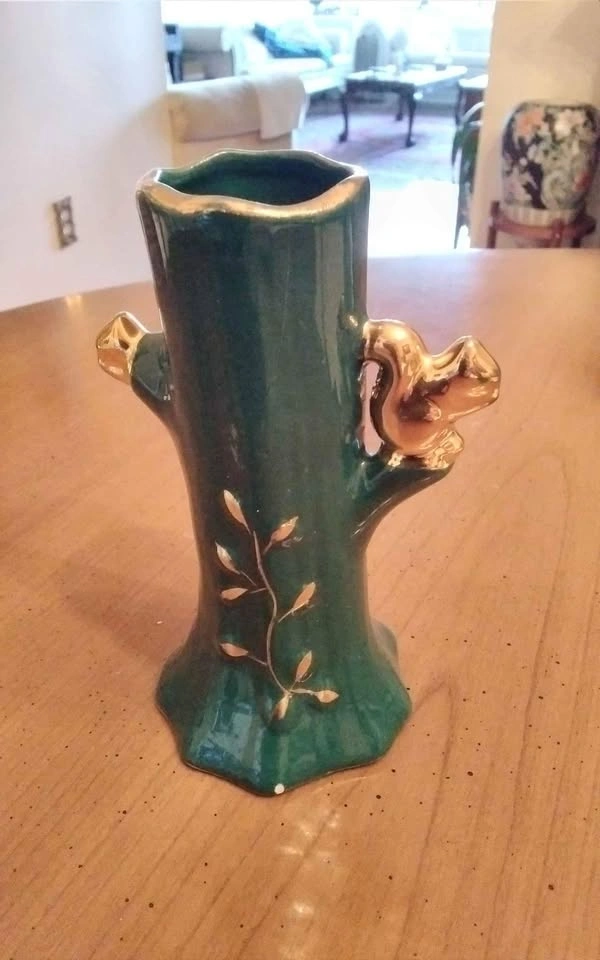 Vintage bud vase with 22k Gold Squirrel in a tree - F&M Artware - photo 2
