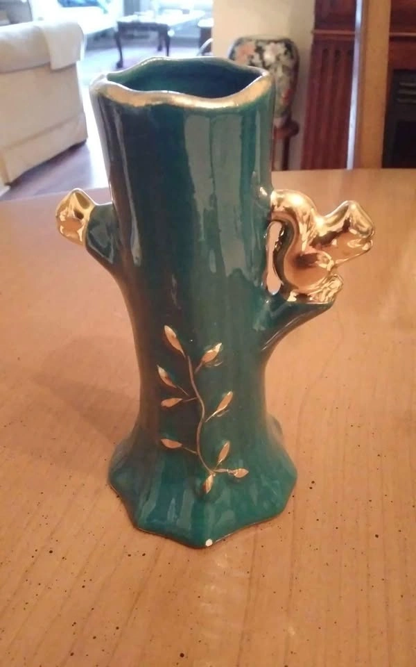 Vintage bud vase with 22k Gold Squirrel in a tree - F&M Artware - photo 3