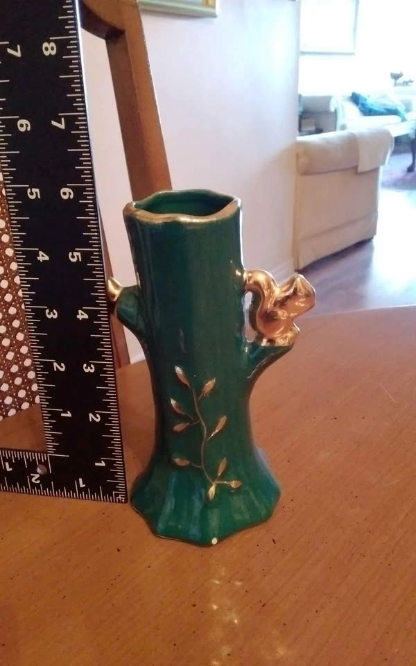 Vintage bud vase with 22k Gold Squirrel in a tree - F&M Artware - photo 5