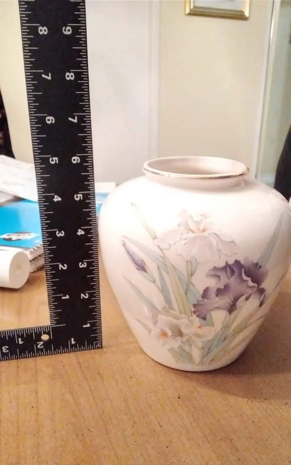 Iris Bouquet Vase White & Purple-Otagiri Japan - photo 4