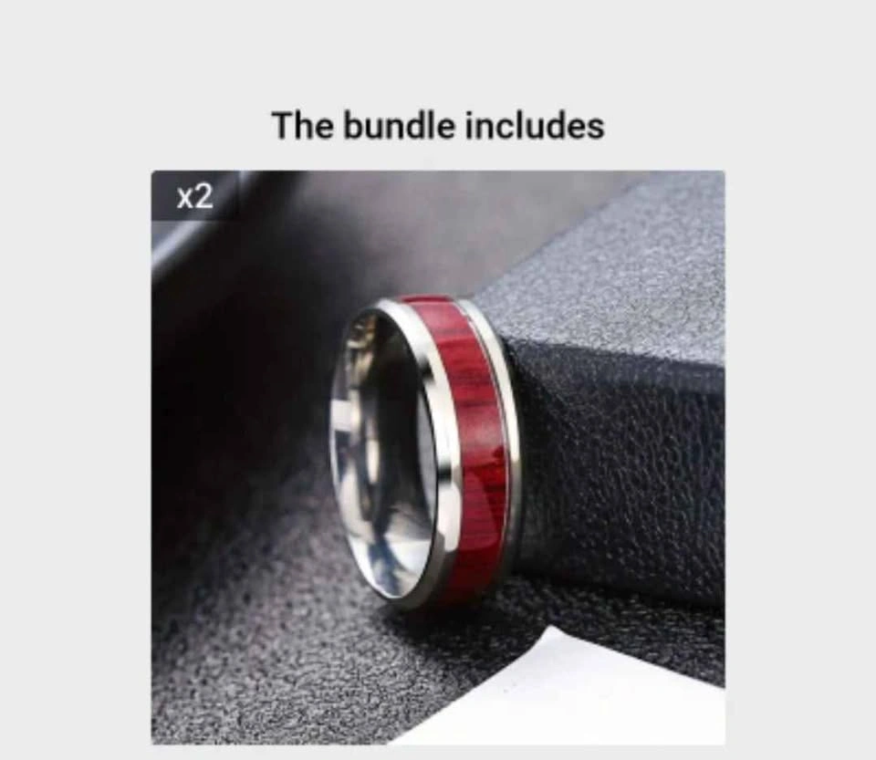 3pc Rhinestone Stainless Steel Ring - Red - photo 2