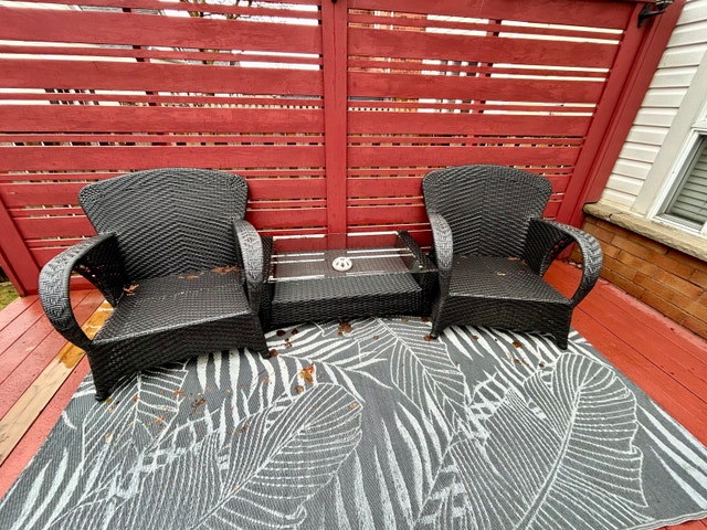 Used 3-Piece Black Wicker Patio Set with cushions!