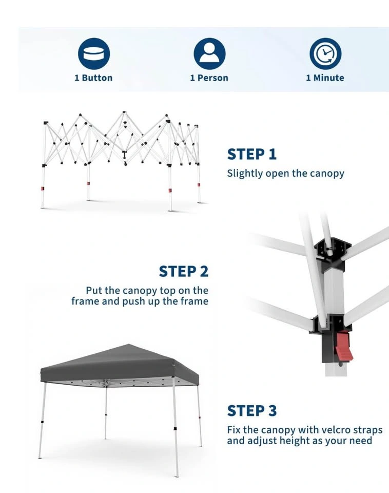 10x10 Ft Pop-Up Canopy Tent - Dark Grey - photo 3