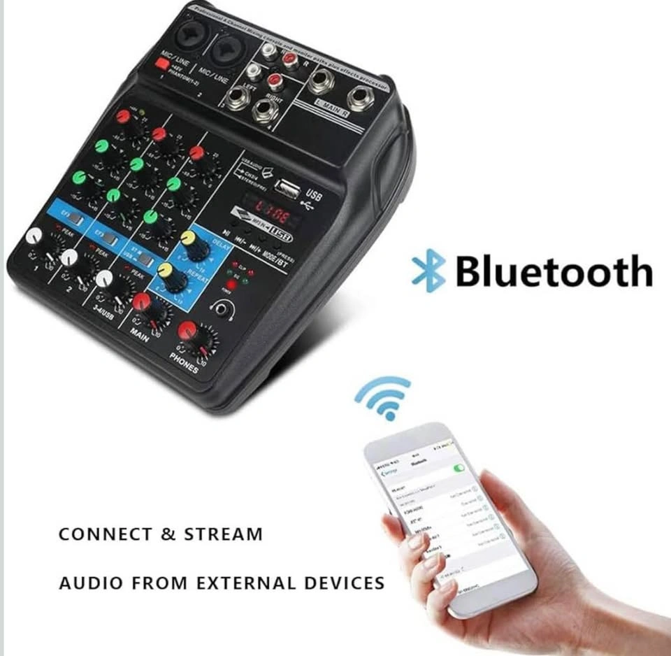 TEYUN 4-Channel Professional Audio Mixer – 48V Phantom Power - photo 4
