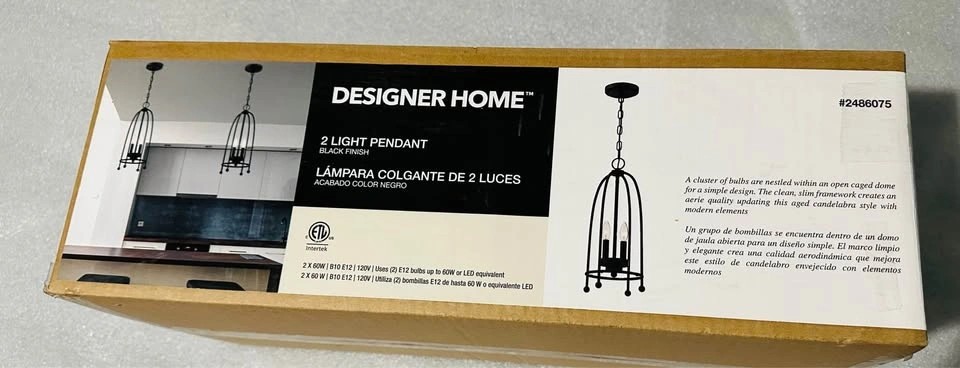 Designer Home 2-Light Pendant – Brand New, Sealed - photo 3
