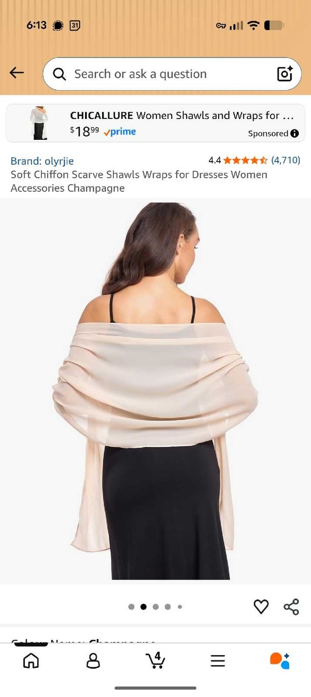 Soft Chiffon Scarf in Champagne color - photo 2